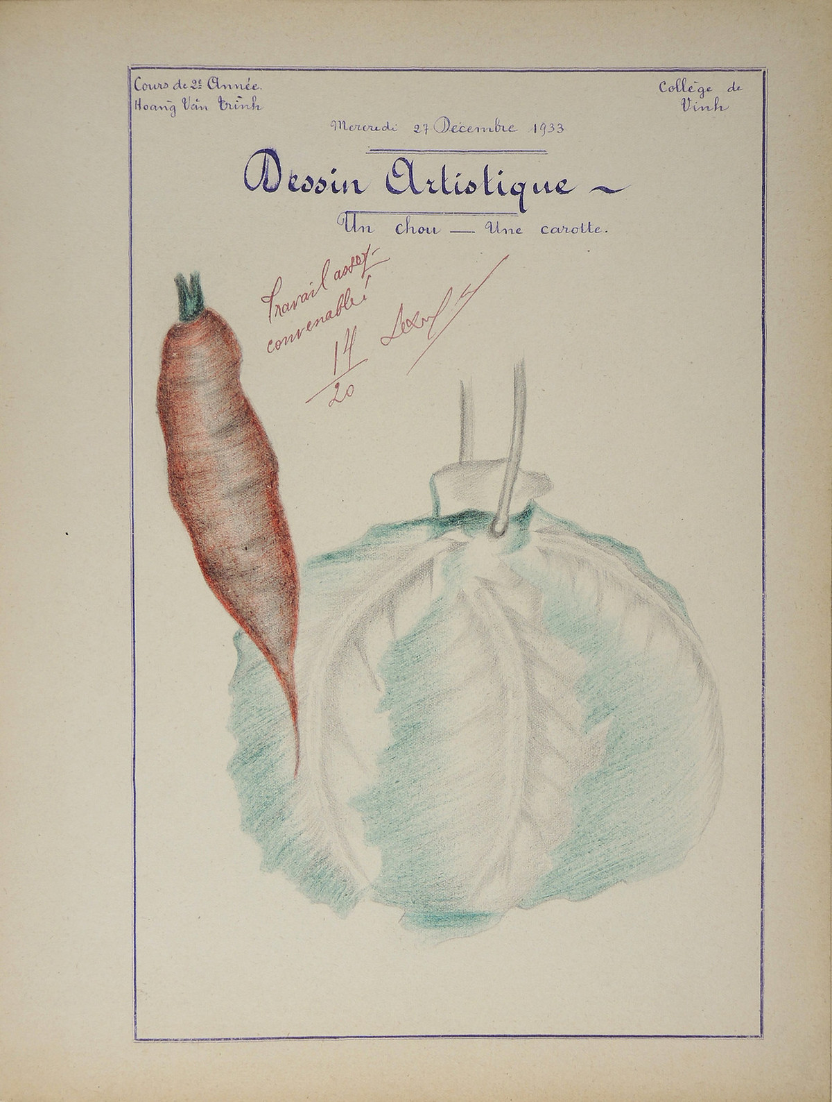 Cà rốt và bắp cải, tranh của Hoàng Văn Trình, 14/20 điểm.