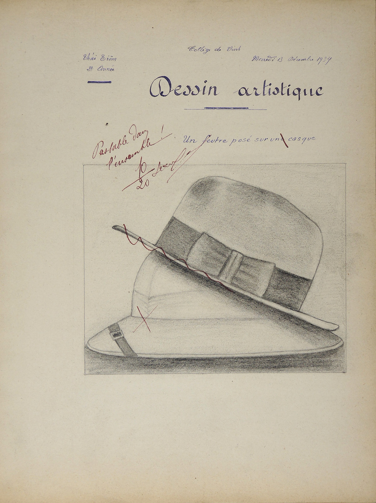Mũ cối và mũ vành tròn, tranh của Thái Tiêm, 10/20 điểm.