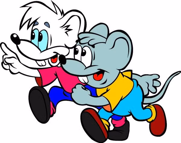 Câu cửa miệng của hai chú chuột là "Ra đây, Leopold!" (tiếng Nga: Выходи, Леопольд!) và "Ra ngoài, đồ hèn nhát!" (tiếng Nga: Выходи, подлый трус!) theo thứ hai.