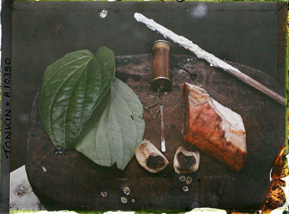 Bốn thành phần dùng để ăn trầu: Lá trầu, cau, vỏ cây chay và vôi tôi. Đôi khi sẽ có thêm sợi thuốc lào.