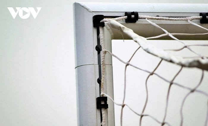 Khung thành sân Mỹ Đình sau sự cố ở trận gặp Dortmund đã được sửa chữa.