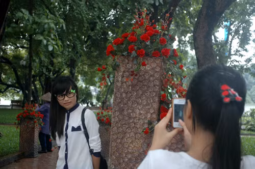 Tạo dáng bên các địa điểm hoa chụp ảnh.