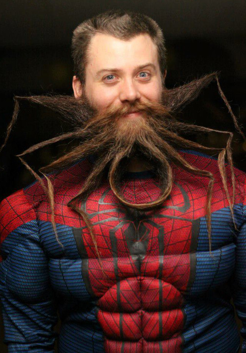 Trong một cuộc thi khác, người đàn ông này lại tạo hình bộ râu thành một con nhện khổng lồ với 8 cái chân dài.