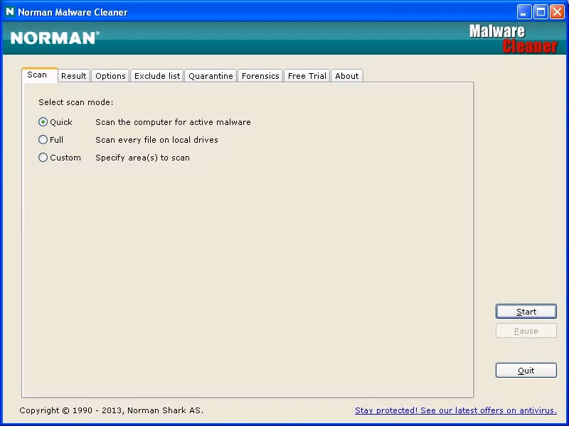 Không cần cài đặt, bạn vẫn có thể sử dụng Norman Malware Cleaner 2.08 để bảo vệ máy tính khỏi nguy cơ xấu.
