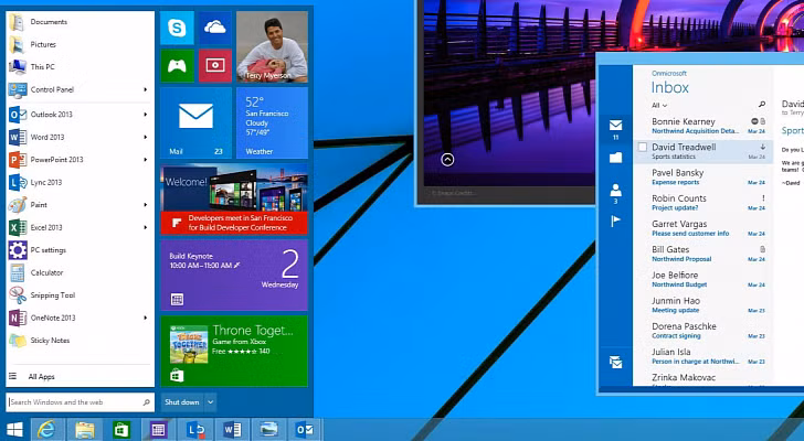 Mục tiêu đầu tiên của Windows 9 là khắc phục hạn chế nút Start của Windows 8; nên mong đợi đầu tiên mà nhiều người dùng hướng đến là một menu Start thật chuẩn và thật tiện dụng.