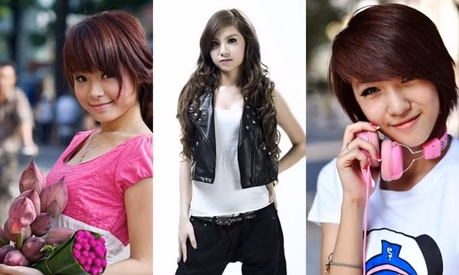 Hình ảnh thuở mới vào nghề của Huyền Baby (trái), Hạnh Sino (giữa), Emily (phải).