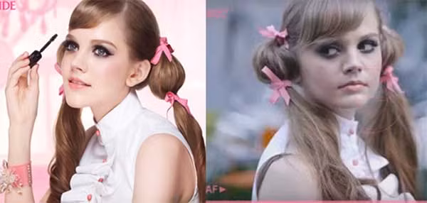 Rất đơn giản để phát hiện ra một nàng búp bê sống: làn da mượt như lụa, đôi mắt to tròn lấp lánh, cặp môi chúm chím nhỏ xinh. Nhưng nhiều búp bê sống lại chỉ xinh đẹp trên ảnh hay clip do họ tự thực hiện. Khi chiêm ngưỡng nhan sắc thật của họ, vô số người đã "té ngửa". Ảnh: Mặt thật của "búp bê sống" Dakota Rose khiến nhiều người ngỡ ngàng.