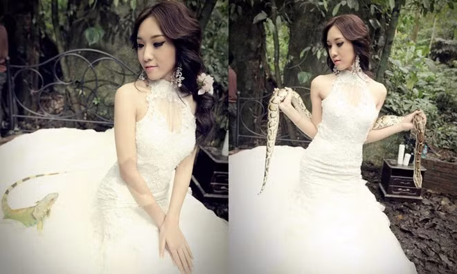 Hot girl mạnh dạn quấn trăn, ôm rồng trong MV Quên đi, năm 2013.