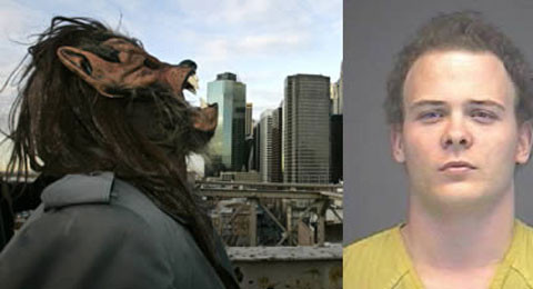 3. Tự coi mình là người sói mỗi khi trăng tròn: Thomas Stroup (20 tuổi) sống ở Ohio, Mỹ bị bắt trong buổi đi cắm trại cùng bạn bè vào lúc nửa đêm 27/5/2011. Thomas đã uống quá nhiều rượu vodka và có những hành vi bạo lực. Anh ta gây sự đánh người và không ai ngăn cản được nên một người bạn của Thomas đã buộc phải gọi điện báo cảnh sát. Khi cảnh sát đến, Thomas vẫn liên tục gầm gừ giống như một con sói và không ngừng đe dọa họ.