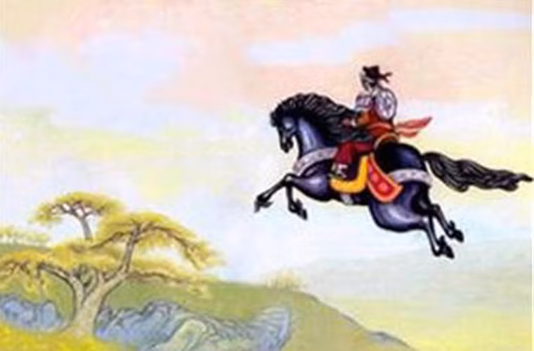 Ngựa sắt đã cùng Thánh Gióng đánh tan quân địch. Sau khi đánh đuổi quân giặc ra khỏi bờ cõi, Thánh Gióng cưỡi ngựa đến hướng núi Sóc Sơn rồi từ từ bay thẳng lên trời.