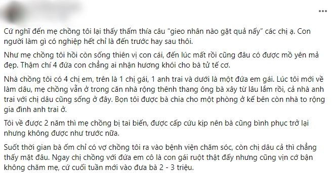 Mẹ chồng chia đất không đều, lúc mất không ai thắp nén hương Me chong chia dat khong deu, luc mat khong ai thap nen huong