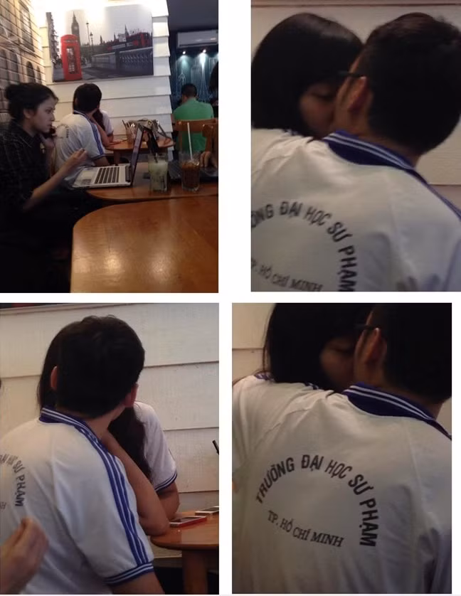 Hình ảnh sinh viên sư phạm hôn nhau gây xôn xao cộng đồng mạng.