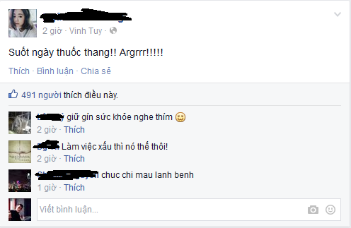 Ngoài việc úp mở về cuộc sống để câu like, còn một phong cách đăng status nữa đó là lên mạng ca thán về bệnh tật hay những khó khăn để mong sự quan tâm của mọi người. Nhưng đôi lúc, những người đọc status này không đồng cảm mà lại thấy khó chịu.