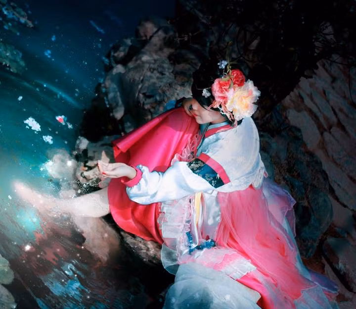 Cô nương thả hoa, thả tương tư theo dòng nước.