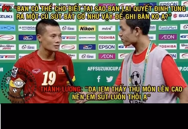 Khi được hỏi về pha dứt điểm của mình, Thành Lương trả lời khi quan sát thấy thủ môn Deyto không tập trung, Thành Lương quyết định tung cú sút và đó chứng tỏ tầm quan sát và óc chiến thuật rất tốt của Lương "dị".