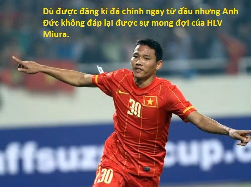 Anh Đức được tin tưởng giao cho suất đá chính nhưng cầu thủ của Becamex Bình Dương này chưa thể hiện được nhiều trong lần đầu được đá chính.