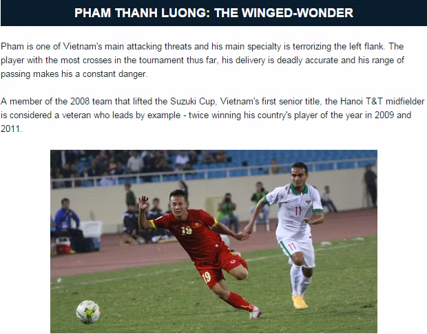 Trang Goal đã gọi Thành Lương của ĐTVN là "đôi cánh tuyệt vời".