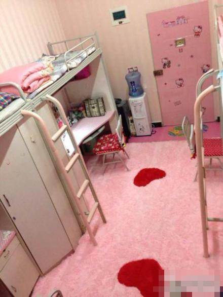 Sau khi trang trí xong căn phòng ký túc xá hồng toàn tập, họ đã chụp ảnh lại và đăng tải lên mạng. Ngay lập tức, nó đã trở thành chủ đề nóng được bàn tán xôn xao bởi căn phòng Hello Kitty này gần giống với miêu tả của một cuốn tiểu thuyết ăn khách trong giới trẻ Trung Quốc.