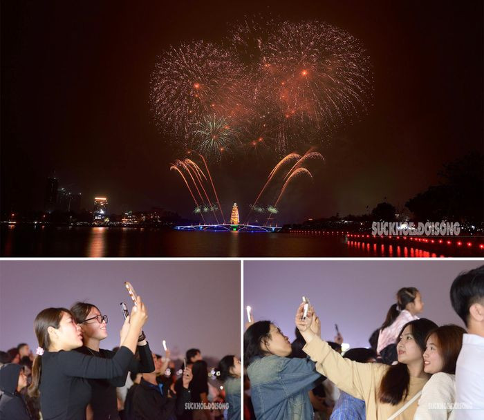 Tại khu vực công viên Văn Lang, từng nhóm gia đình, bạn bè tụ họp, trẻ em chạy nhảy vui đùa, người lớn cầm sẵn điện thoại để lưu lại những khoảnh khắc đáng nhớ.