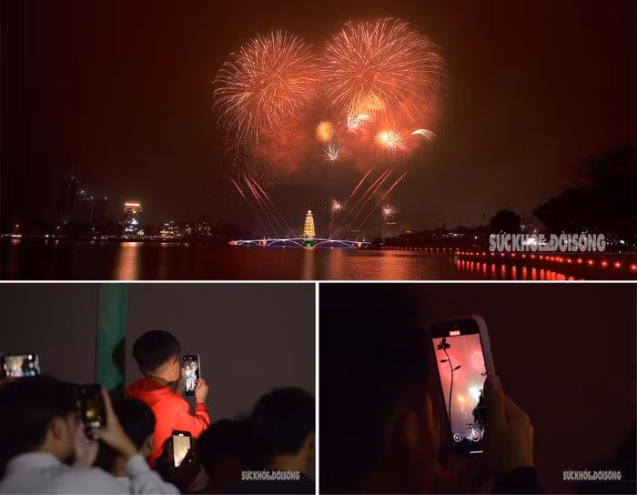 Những gương mặt ngước lên trời ánh lên niềm tự hào, cảm xúc hân hoan trước vẻ đẹp rực rỡ mà hiếm khi có dịp chiêm ngưỡng.