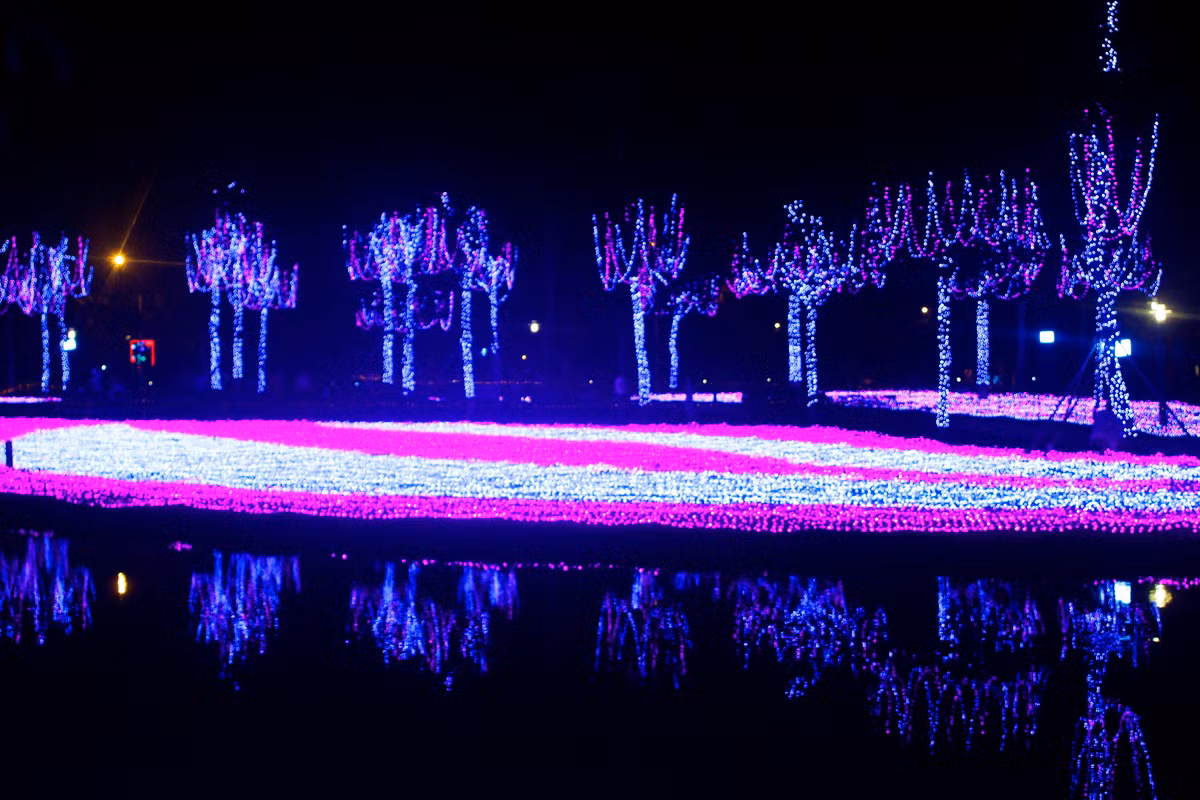  AEON Mall: Là một nơi mà bạn có thể đến nếu yêu thích sự lung linh huyền ảo. Bắt đầu từ 18h đến 22h, tại công viên gần khu trung tâm mua sắm AEON Mall sẽ lên đèn tái hiện 4 mùa của đất nước Nhật Bản cực kỳ bắt mắt mà không phải trả tiền để vào cổng.