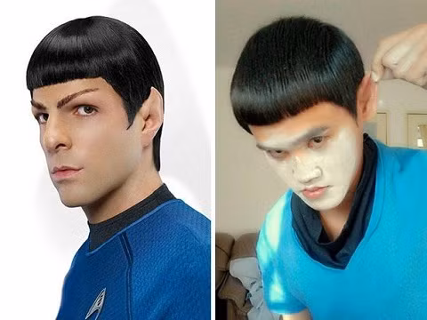 Tạo hình nhân vật khá dễ thể hiện với bột mì, áo phông xanh và đầu nấm...