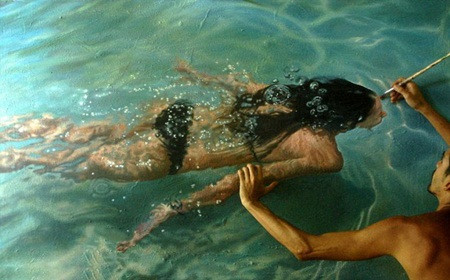 Người họa sĩ tài ba Gustavo chăm chút từng chuyển động của làn nước, gợn sóng hay những tia sáng phản chiếu để mang lại chiều sâu cho bức tranh.