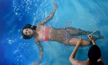 Được biết, trước đây, Gustavo là một tay bơi cừ khôi nên những bức tranh về nước của anh rất có hồn.