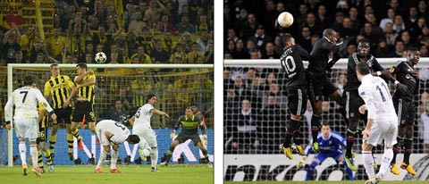 Quỹ đạo đi của trái bóng do Bale thực hiện cũng không khác lắm so với CR7.