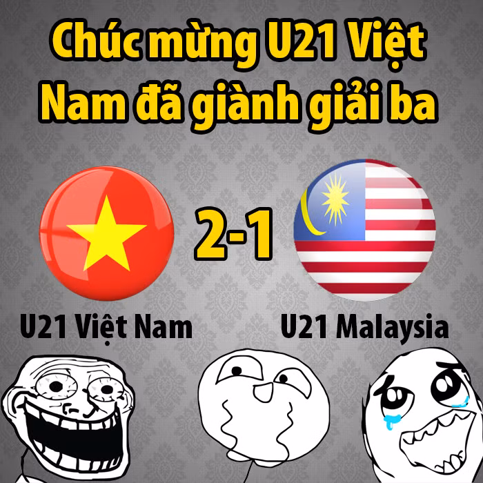 Ở trận đấu tranh giải ba, U21 Việt Nam cũng xuất sắc lội ngược dòng sau khi để U21 Malaysia dẫn trước và cán đích ở vị trí thứ 3. Đây cũng là một niềm vui khác không hề kém chức vô địch của U19 HAGL làm khán giả nhà nức lòng.