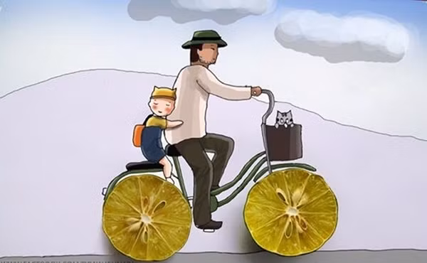 Trái chanh hóa bánh xe đạp.
