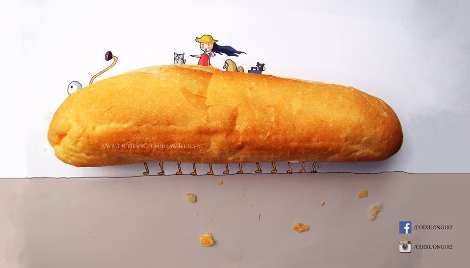 Bằng con mắt tinh tế và tài năng của mình, chàng Còi Xương có thể nhanh chóng sáng tạo nên một bức tranh đáng yêu như thế này.