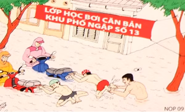 Các khu phố mở lớp học bơi nhân tiện phố ngập úng.