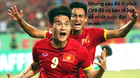 Nhưng Công Vinh cũng chẳng phải tiếc nuối lâu, sau một pha sút bóng của Tấn Tài, Công Vinh nhẹ nhàng đệm bóng vào lưới trống.