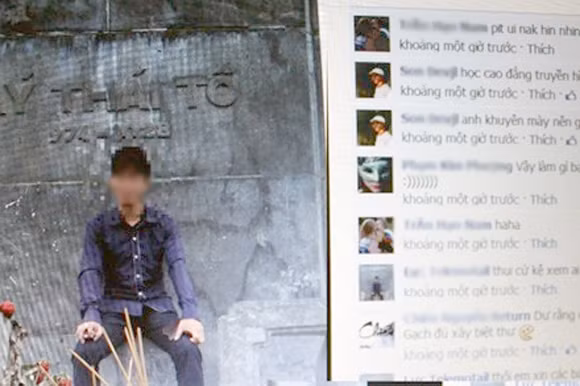 Vào những ngày trung tuần tháng 4, một sinh viên Cao đẳng Truyền hình với bức ảnh chụp dưới chân tượng đài Lý Thái Tổ cũng nhận được rất nhiều "gạch đá" từ cộng đồng mạng