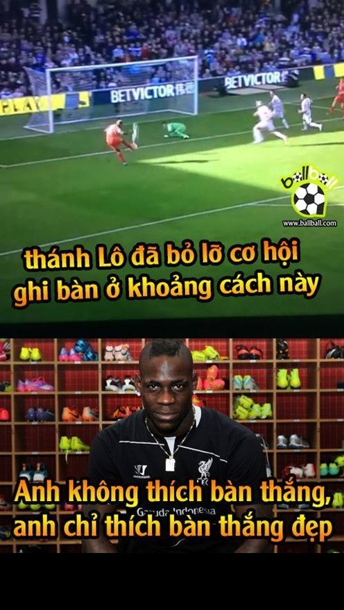 Nhưng trong cuộc phỏng vấn sau trận đấu, Balotelli vẫn hùng hồn tuyên bố: "Những bàn thắng khó tôi có thể làm được nhưng còn bàn thắng dễ như trong trận đấu vừa qua tôi không thể".