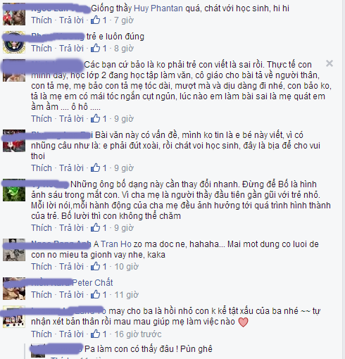 Nhiều ý kiến bình luận khác nhau xung quanh bài văn miêu tả bố của bé.