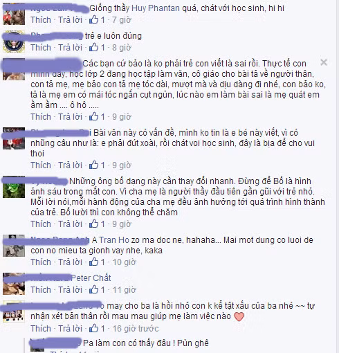 Nhiều ý kiến bình luận khác nhau xung quanh bài văn miêu tả bố của bé.