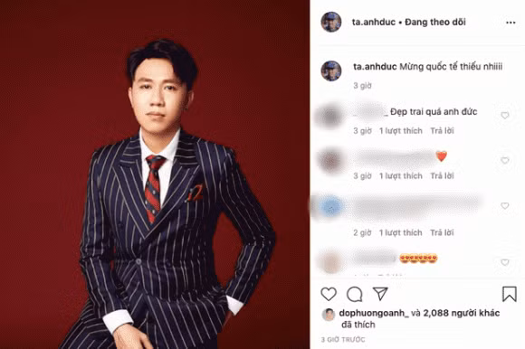 Sau thời gian im hơi lặng tiếng, Anh Đức cũng đã có động thái mới trên Instagram cá nhân. Nam diễn viên nhất quyết không đả động gì tới ồn ào vừa qua chỉ đăng tải hình ảnh diện vest bảnh bao và gửi lời chúc mừng nhân dịp Quốc tế thiếu nhi 1/6 tới các em nhỏ. (Ngôi sao)