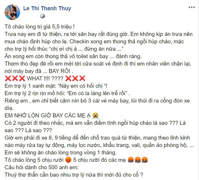 Thanh Thúy xót ví vì câu chuyện 'tô cháo lòng giá 5,5 triệu đồng' Thanh Thuy xot vi vi cau chuyen 'to chao long gia 5,5 trieu dong'