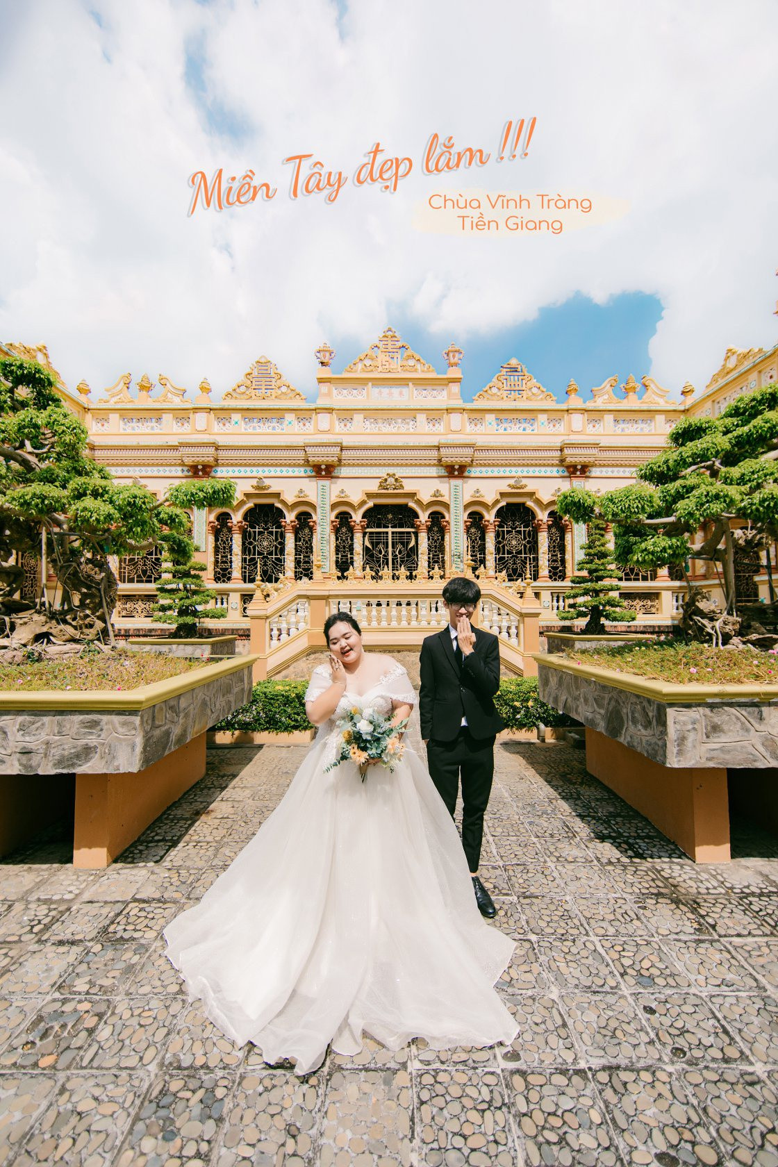 Chia sẻ với Zing, cô dâu Anh Thi cho biết: "Mình sinh ra và lớn lên ở Cần Thơ, từ nhỏ đã mơ ước được cùng bạn bè đi khắp các tỉnh miền Tây ngắm hết các cảnh đẹp, thưởng thức những món ăn ngon. Bộ ảnh cưới của hai vợ chồng không chỉ thực hiện ước mơ, ghi lại khoảnh khắc ngọt ngào mà còn là cơ hội để mình giới thiệu về vẻ đẹp của quê hương tới bạn bè".