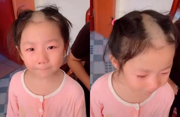 Co be 5 tuoi bat chuoc clip cat toc tren mang va cai ket