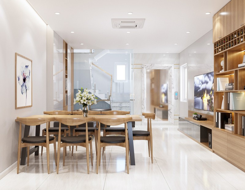 Trần nhà ốp thạch cao để che đi hệ thống đường dây diện và các loại cáp.