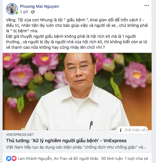 Phương Mai gay gắt gọi bệnh nhân số 17 nhiễm Covid-19 là con - Hình 4 Phuong Mai gay gat goi benh nhan so 17 nhiem Covid-19 la con-Hinh-4