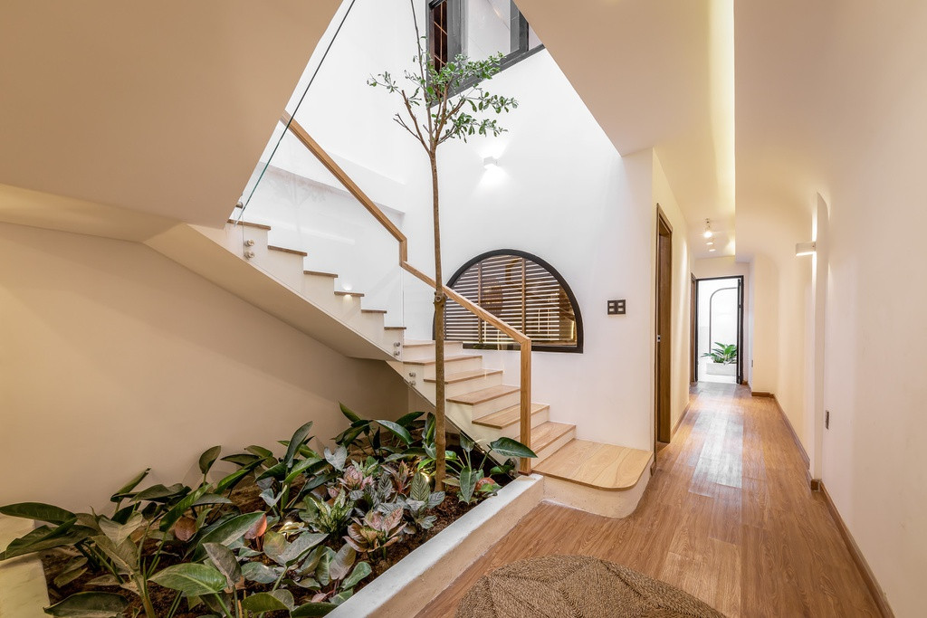 Kiến trúc với sân vườn trong nhà mang đến vẻ độc đáo, làm sạch không khí và tạo cảm giác thư giãn.