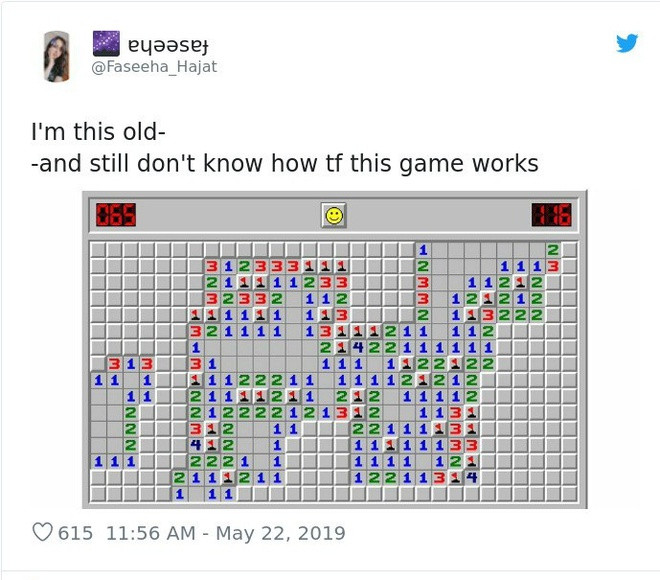 Thời công nghệ máy tính, Internet mới xuất hiện, những trò chơi trông có vẻ đơn giản lại là "hot game" mà đứa trẻ nào cũng muốn chơi. "Tôi ở tuổi này rồi mà vẫn không biết trò này chơi thế nào cả", tài khoản @Fasheeha_Hajat bày tỏ. Ảnh: @Fasheeha_Hajat.