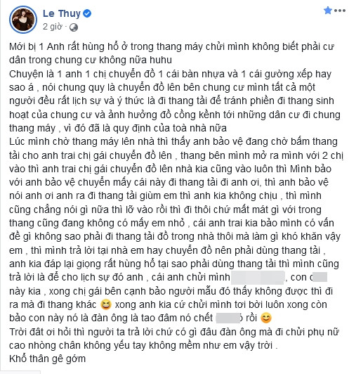 Le Thuy bi doa 'lay mang' vi nhac nho y thuc di thang may