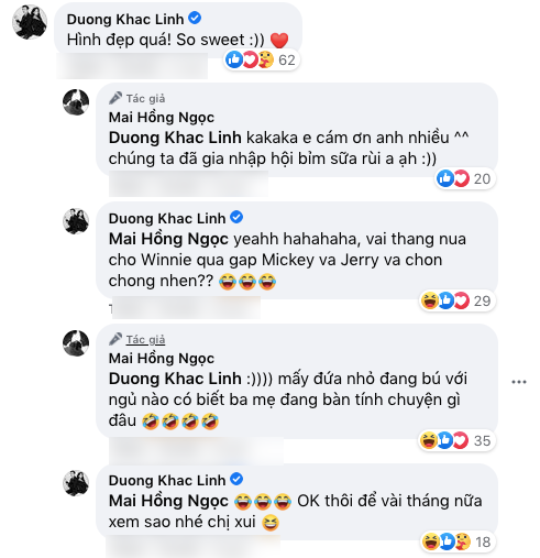 ừa lên chức chưa được bao lâu, Dương Khắc Linh đã tính kết thông gia với nhà Đông Nhi - Ông Cao Thắng. Ngày 26/10 vừa qua, Đông Nhi - Ông Cao Thắng chính thức chào đón con gái đầu lòng bằng phương pháp sinh mổ. Được biết tiểu công chúa nhà nữ ca sĩ có tên thân mật là Winnie, nặng 3.06kg khi chào đời. Dương Khắc Linh - Sara Lưu cũng lên chức phụ huynh vào ngày 21/10. Theo chia sẻ, cặp quý tử nhà nam nhạc sĩ có tên là Gia Khang (tên thân mật Mickey) và Gia Khôi (tên thân mật là Jerry).