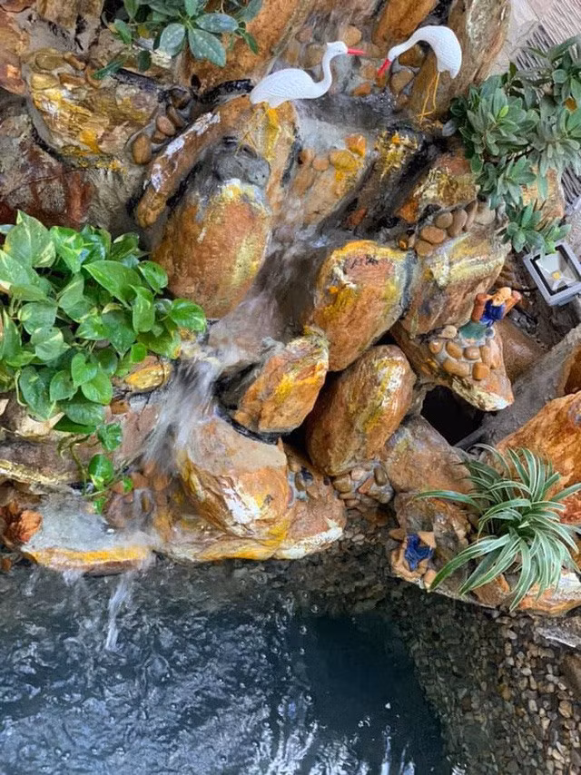 Nữ ca sĩ còn cho thợ thiết kế một hòn non bộ. 