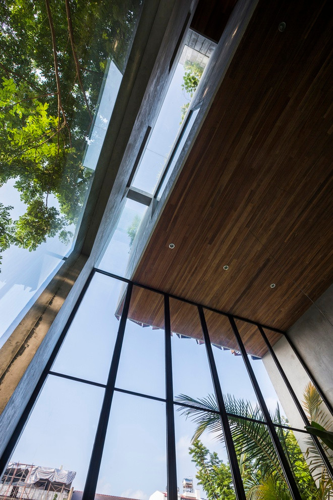 Hố thang của ngôi nhà rất đặc biệt nhờ thiết kế độc đáo.